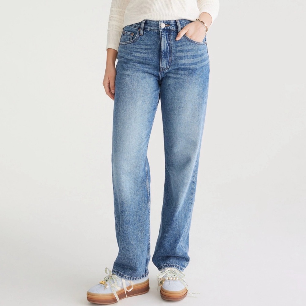 AERO High-Rise Baggy Straight Jeans - Light Blue